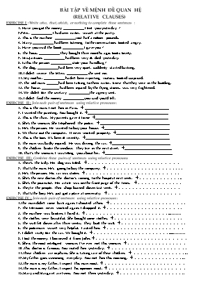 Bài tập Tiếng Anh Lớp 7 Mệnh đề quan hệ (Relative clauses)